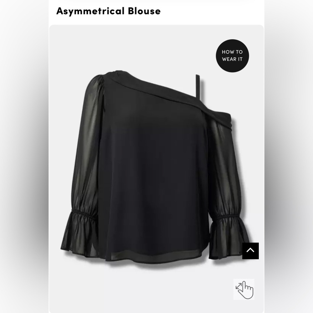 ❌sold❌ Torrid asymmetrical deep black chiffon blouse size 00 NWT!